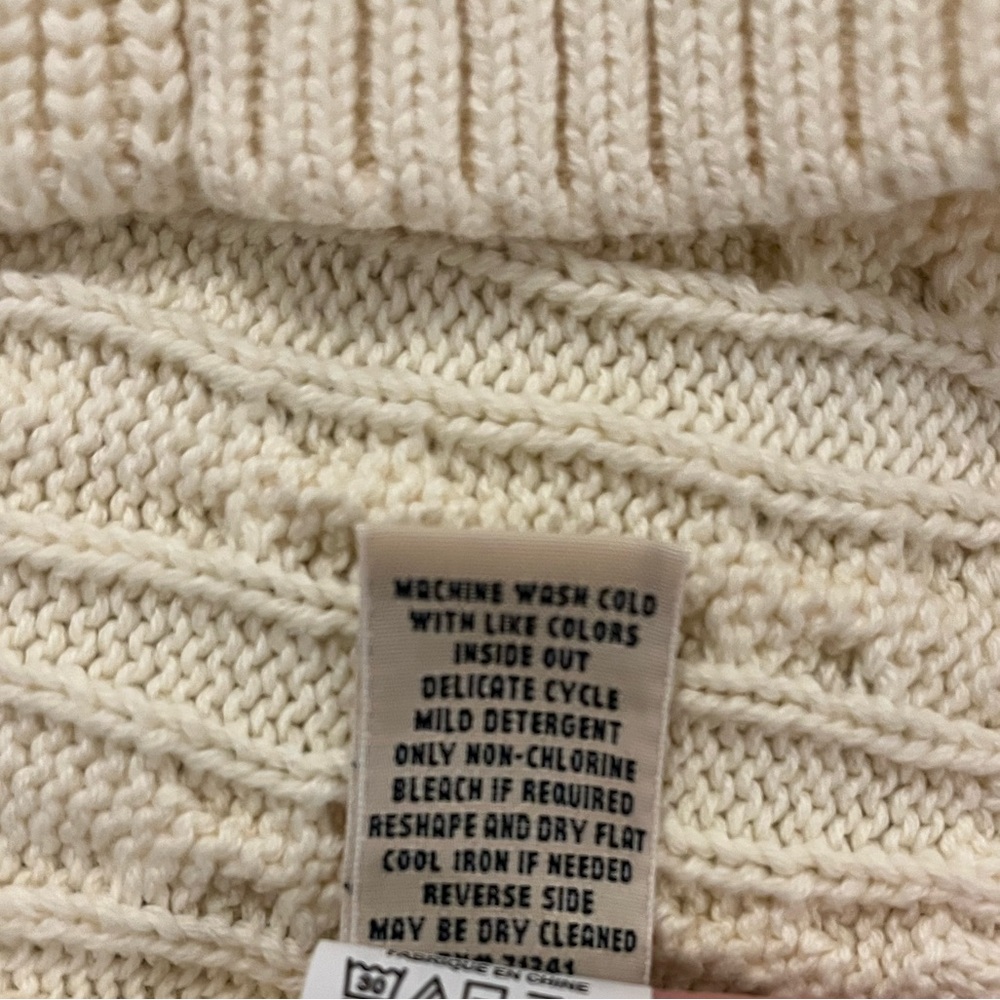 LL Bean Women's Cream Cable Knit Cardigan Sweater - Picture 8 of 8
